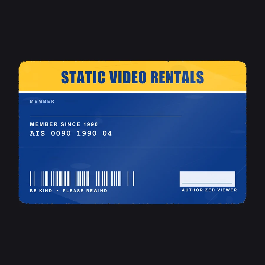 Static Video Rentals Card